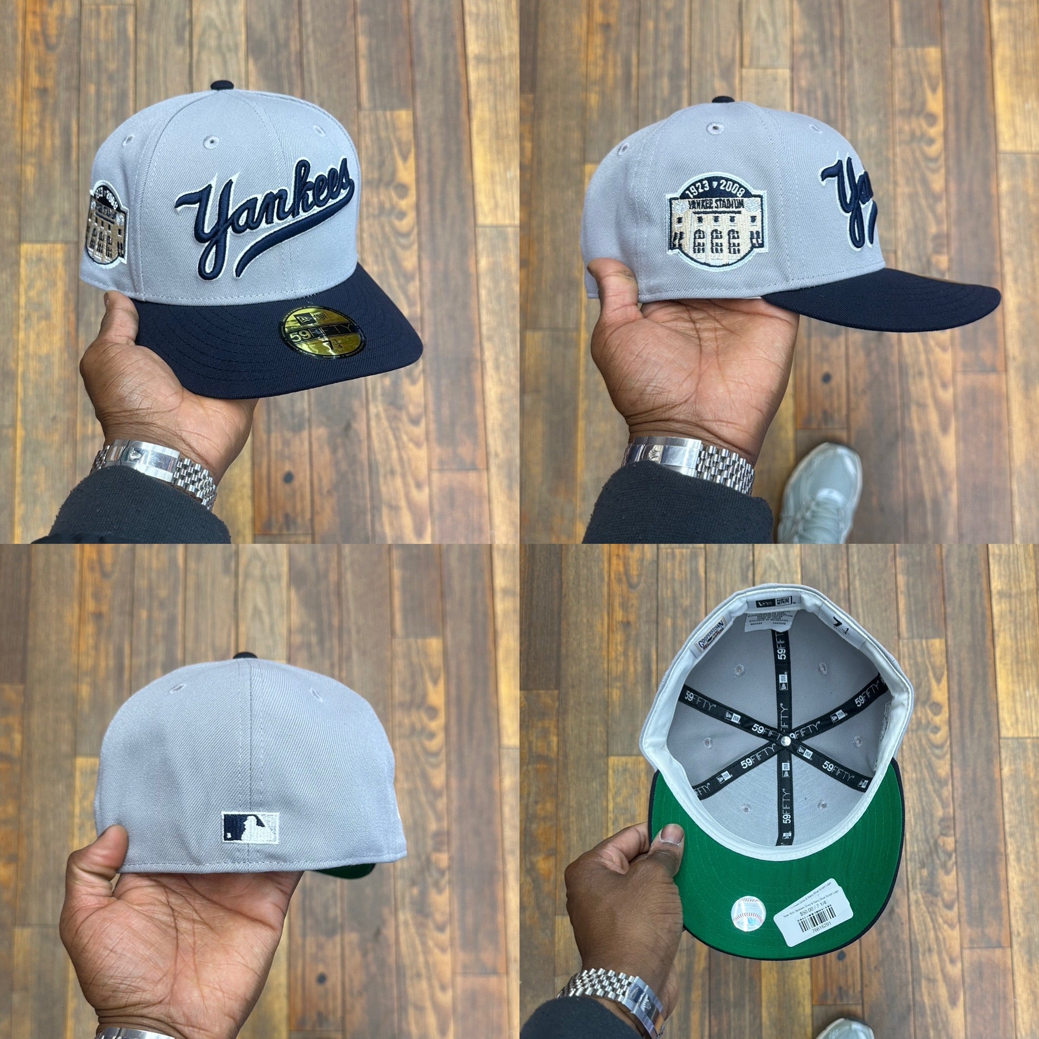New York Yankees Grey & Navy Blue Script Logo