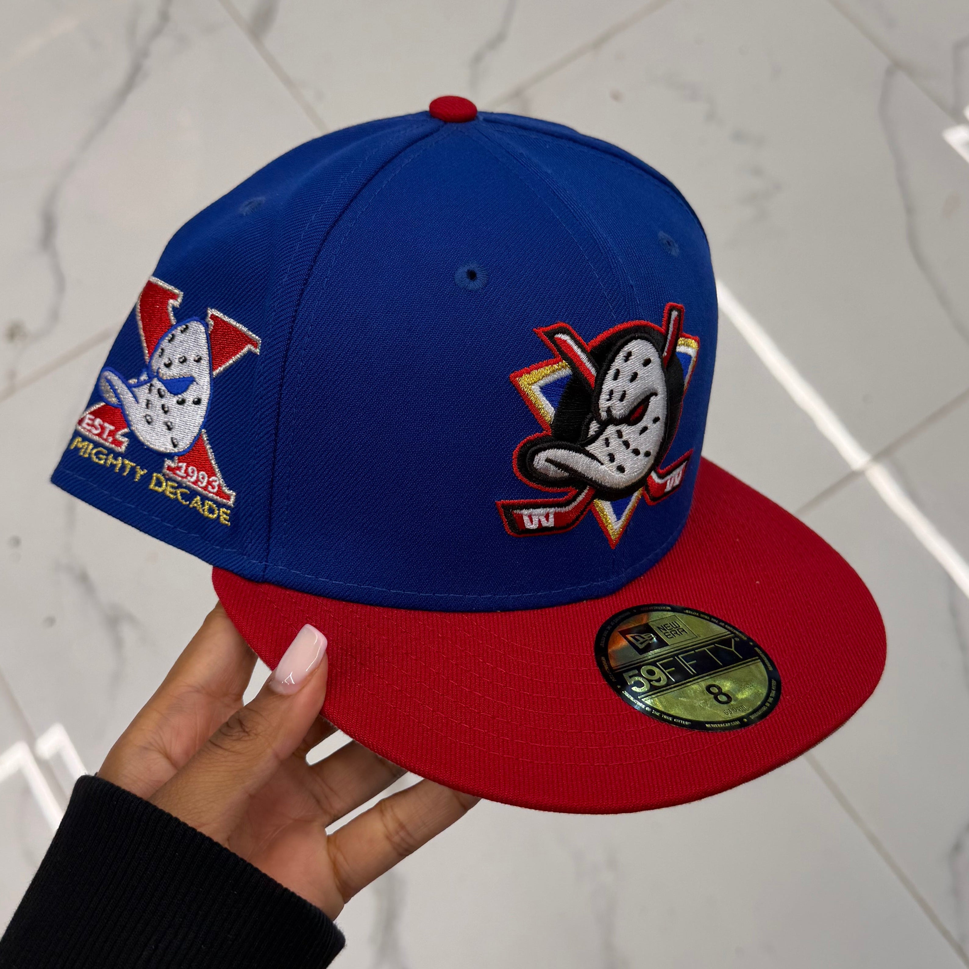 Anaheim Ducks Royal Blue and Red 10 Years Anniversary