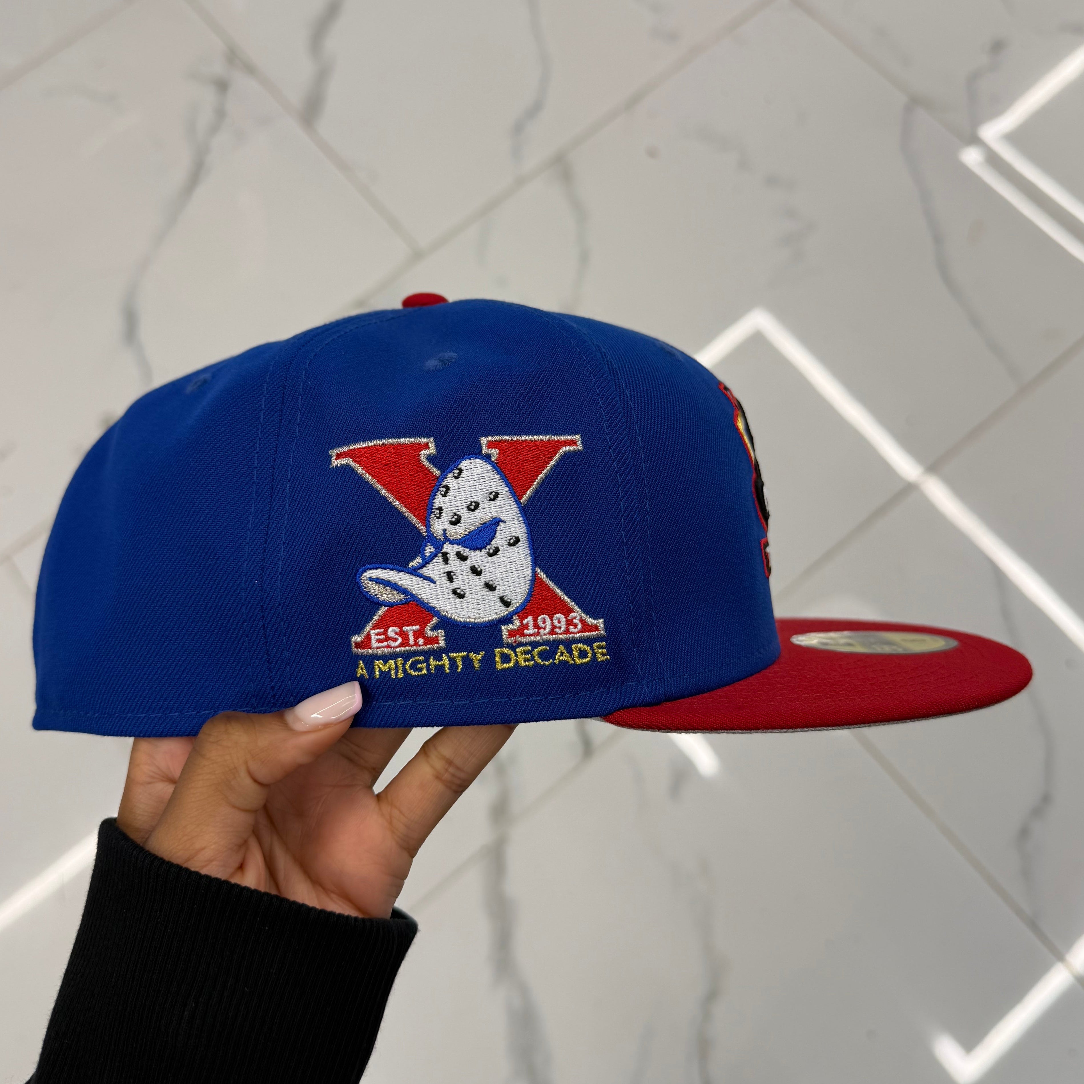 Anaheim Ducks Royal Blue and Red 10 Years Anniversary