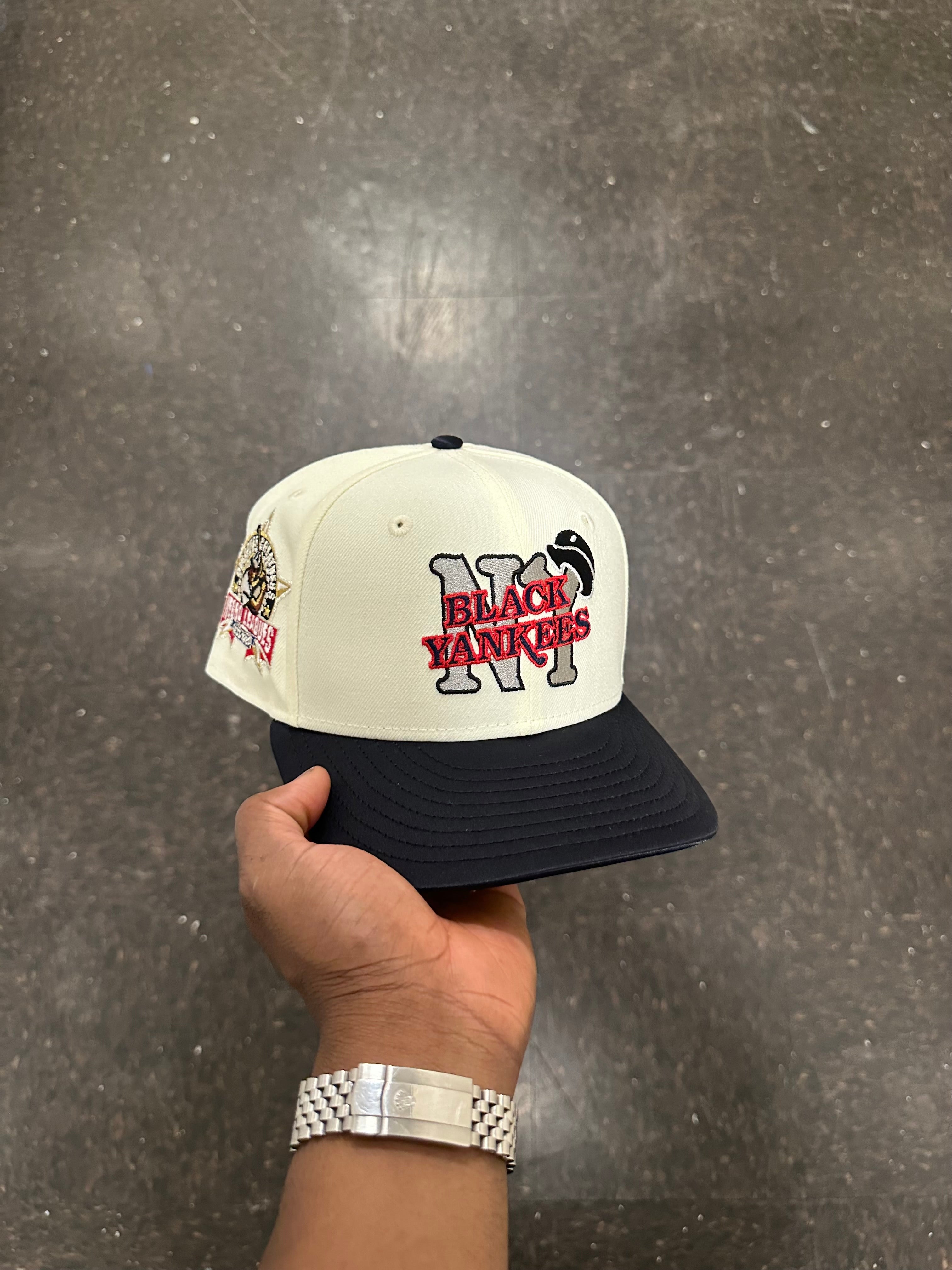 New York Black Yankees Creme and Satin Navy