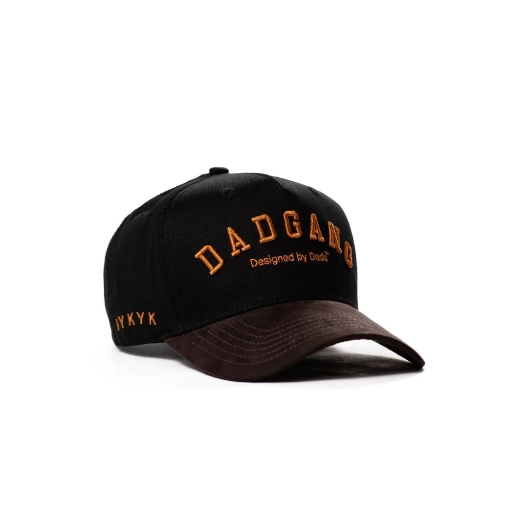 DAD Gang  black suede gold script