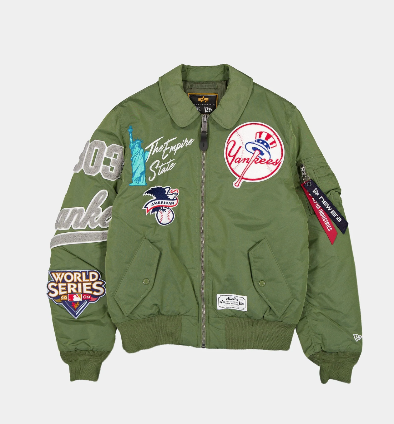 New York Yankees Green Alpha Industries COLLARED BOMBER JACKET
